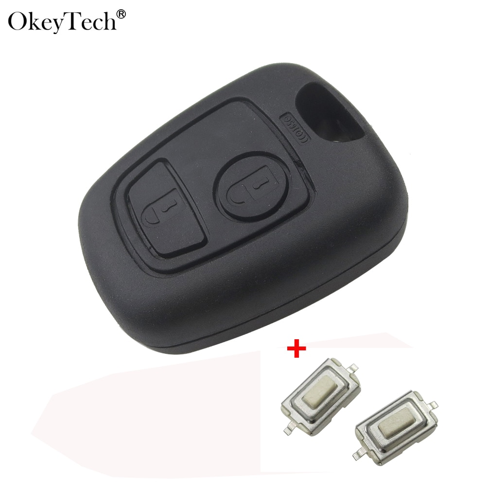 Okeytech udskiftning fjernbetjening nøgle shell case fob & 2 mikro switch til peugeot 206 407 307 inkluderer ikke nøgleblad
