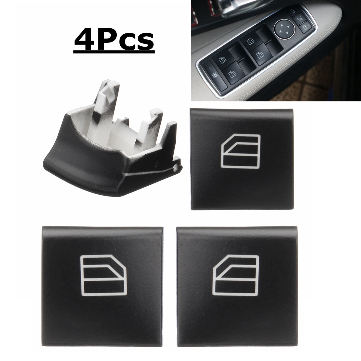 1pair Plastic Black of left And right Window Switch Repair Button Cap for Mercedes-Benz ML GL R Class W164 X164 W251