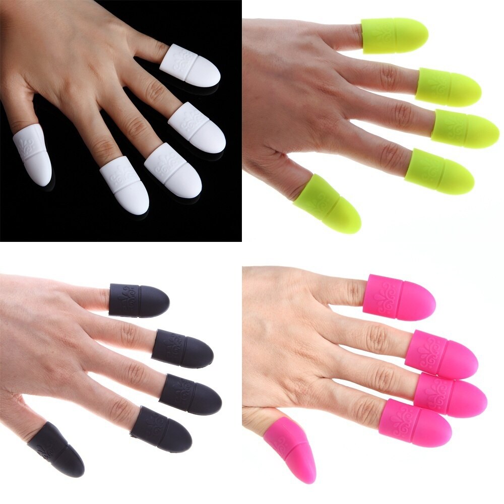 5 stk. nail art iblødsætning af cap clip elastiske silikonespidser uv gel polish remover wrap genanvendeligt manicure negle rengøringsværktøj