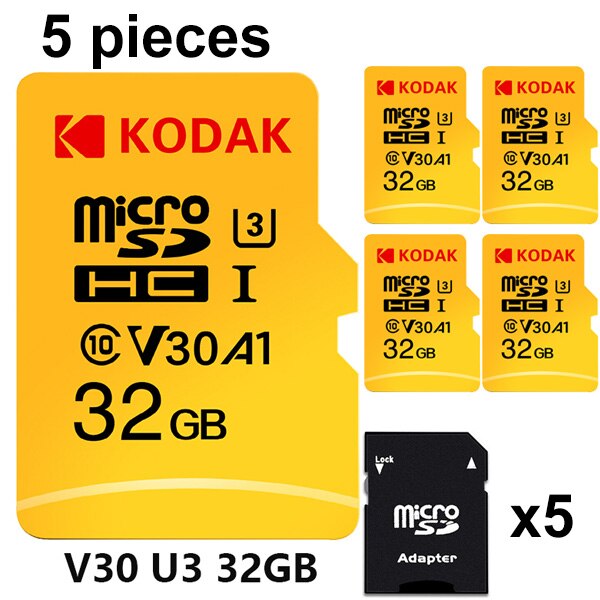 Kodak – carte mémoire micro sd, 100 mo/s, 128 go/32 go/64 go, Ultra TF, classe 10, V30, U3, pour appareil photo et téléphone macbook: U3 32GB 5 pcs
