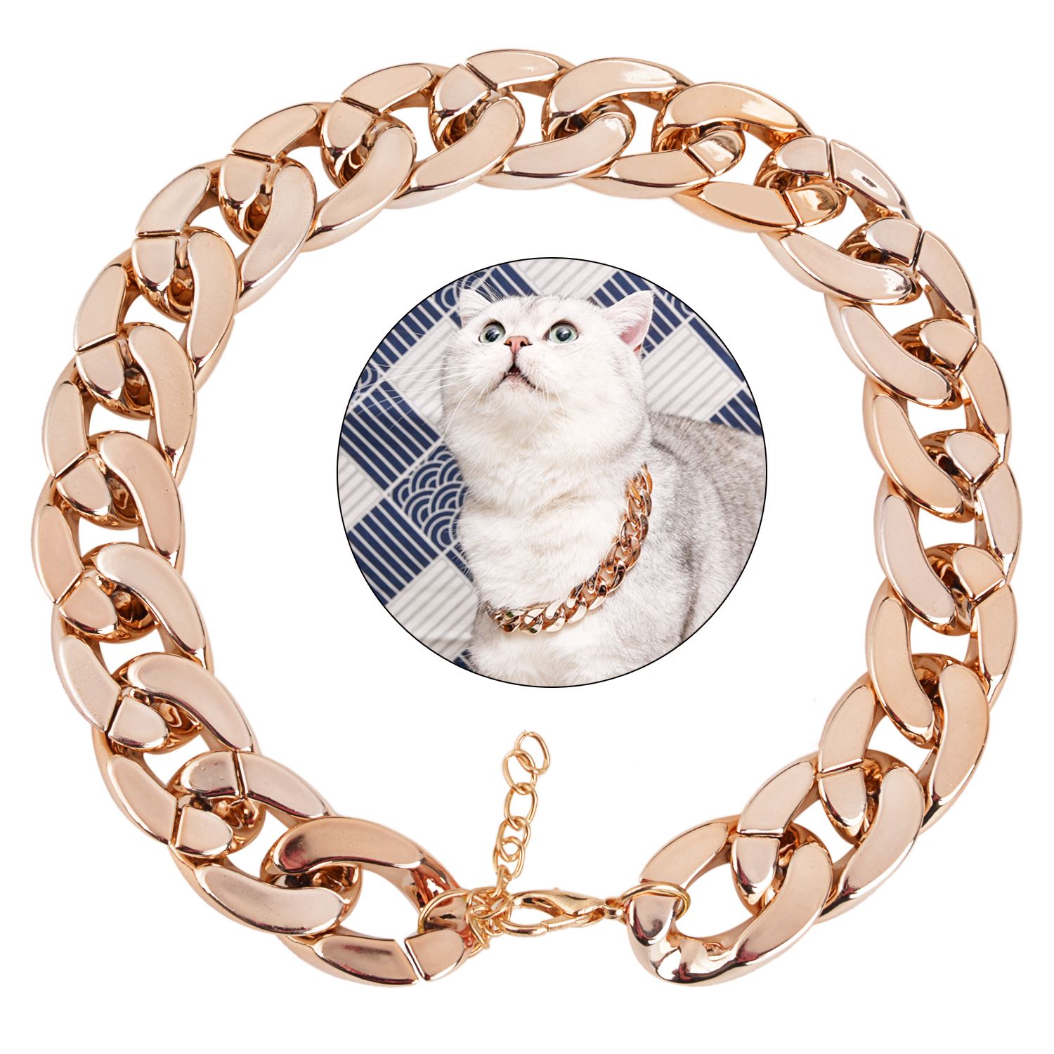 Tjock guldkedja pläterad plast identifierad säkerhetshalsband valp hund tillbehör husdjur katt hund halsband halsband husdjur tillbehör