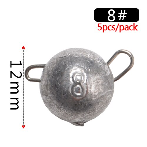 Fish king 5 stuks/pak 6g 8g 10g 12g 14g 18g vislood zinklood visaccessoires jigkop lood kogelgewicht zacht kunstaas texas rig: 8g