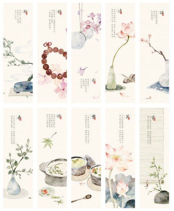 Vintage flower paper bookmark(1pack=30pieces)
