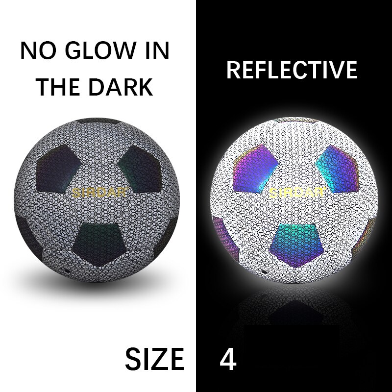 Glow In Dark Football Ball Soccer Size 5 4 Standard Practice Training Football Luminate Glowing Football balls PU Reflective: Reflective 4