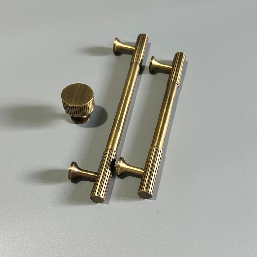Bronze Bronze Cabinet Handles Antique Door Knobs Solid Brass Knurled Handle T-bar Wardrobe Pulls Furniture Door Pull Kitchen
