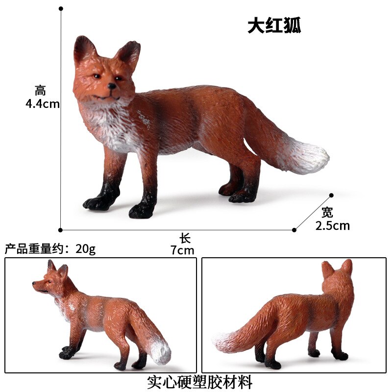 Simulation Wald Wilde Tiere Modell rot Fuchs Kitz Reindee Elch gemäht Wolf Aktion Figur Figur Miniaturen Pädagogisches Spielzeug: M-030