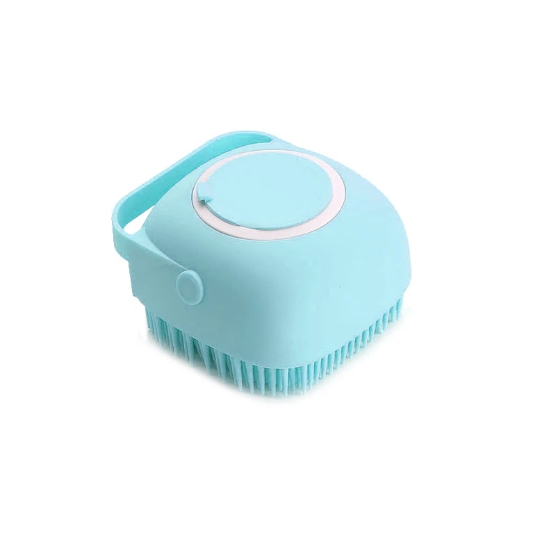 Cepillo de baño para mascotas, masajeador de silicona suave, Gel de ducha, cepillo de baño, herramientas de limpieza, peine, suministros de limpieza para perros y gatos: Azul