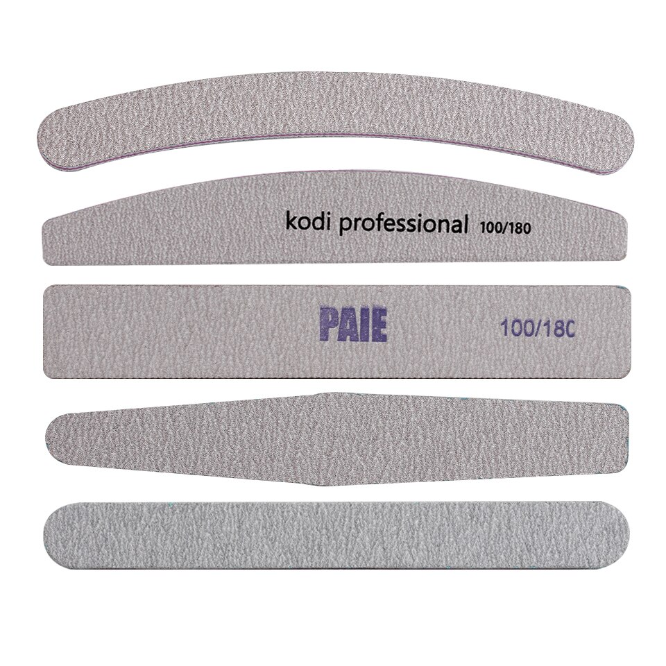 5/10 Uds lima de uñas papel de lija limas de uñas gruesas y fuertes tampón para manicura lijado media luna Lima herramientas de uñas 100/180