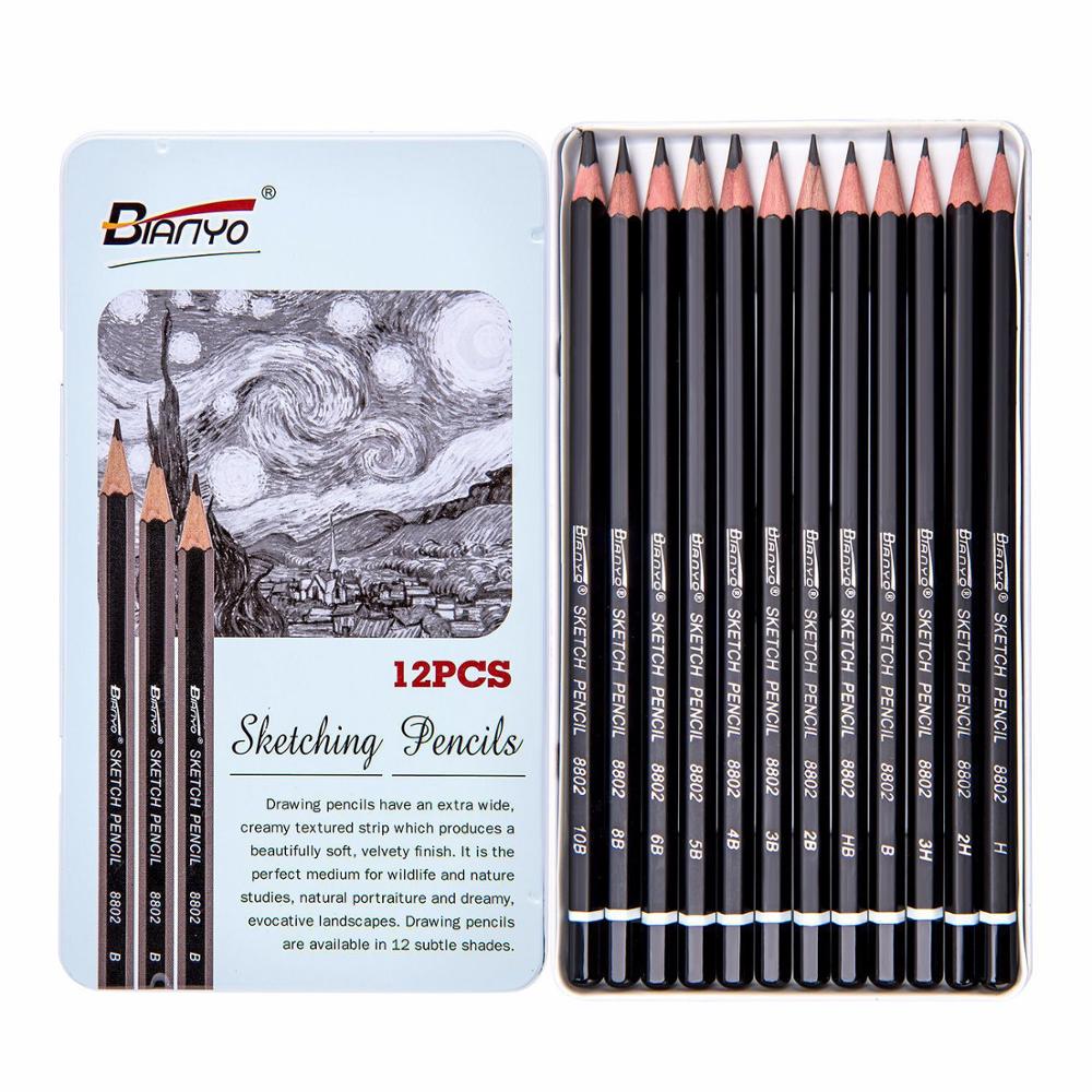 12 Pieces 6H-10B Drawing Sketching Pencil Set Graphite Pencils for Beginners &amp; Pro Artists