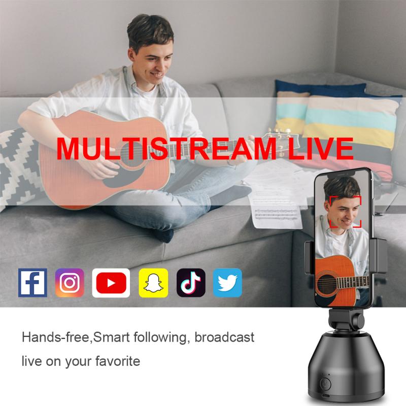 Inteligentny AI Gimbal osobisty robot kamerzysta 360 ° obrót twarzy śledzenia stojak na telefon komórkowy 1PC