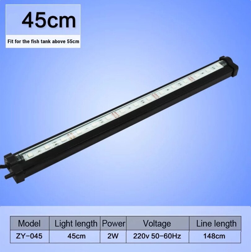 15CM 35CM 55CM Aquarium LED Air Bubble Lighting Fish Tank Bar Light Aquatic Submersible Lamp RGB Remote Waterproof Oxygenation: 45