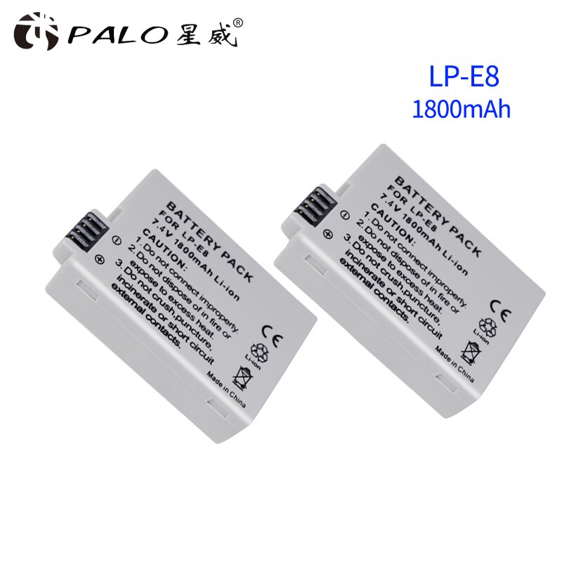 LP-E8 LP E8 LPE8 Batterie pour Appareil Photo Canon EOS 550D 600D 650D + Chargeur LCD pour 700D Baiser X4 X5 X6i X7i Rebelles T2i T3i T4i T5i Batte: 2pcs battery