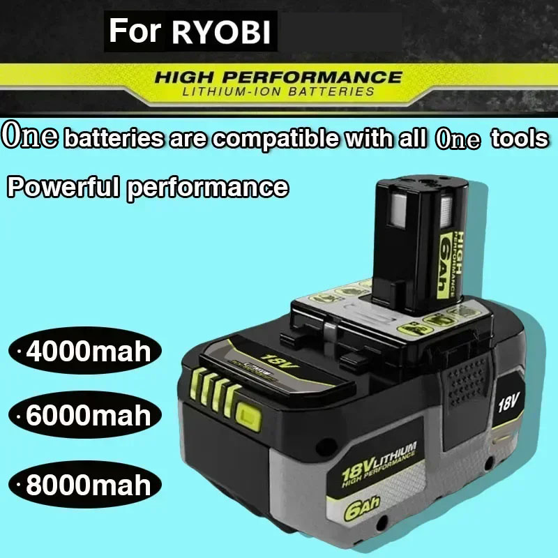 Voor RYOBI ONE+ krachtige lithiumbatterij 18V geen geheugeneffect, lage zelfontlading, geschikt voor alle ONE+gereedschappen P104,P107