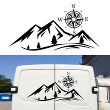 1 Set Auto Stickers Zwart Camper, Vrachtwagen Grafische Decal Mountain Boom Verwijderbare Suv Waterdicht