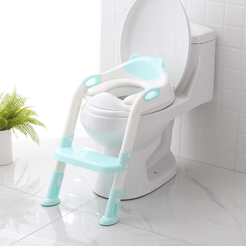 Praktisk baby toalett pottesikkert sete jenter gutter toalett treningstrener med armlener behagelig toalettsete for små barn: D2
