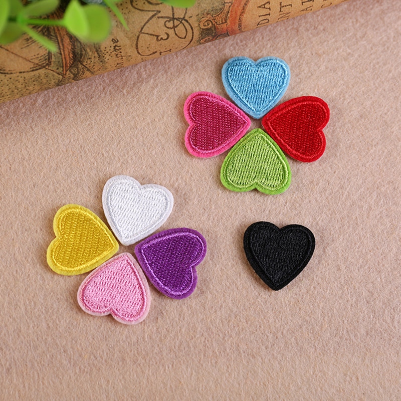 Multicolor Geborduurd hartvormige Patches Ijzer Op Kleine Liefde Hart Stickers DIY Stof Applicaties Kleding accessoires