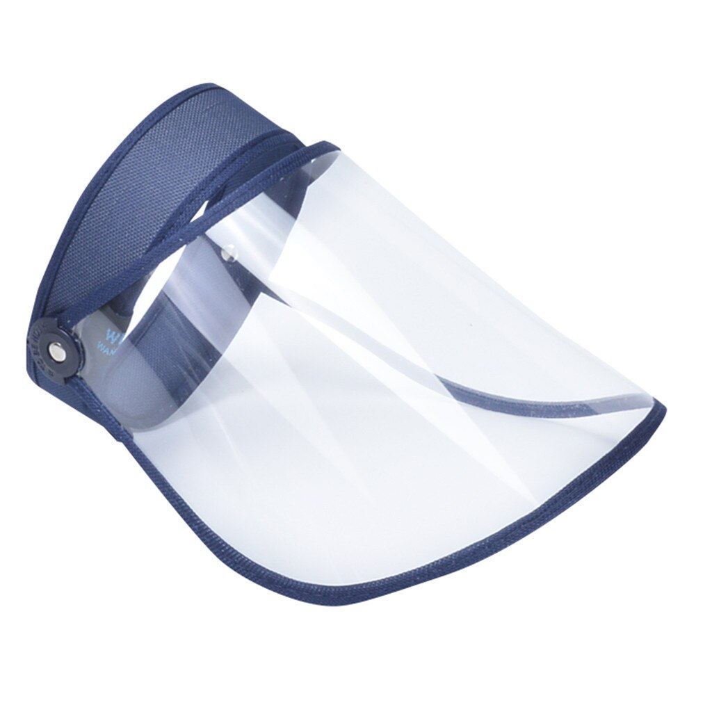 Adjustable UV Protection Sun Hat Female Anti-Droplet Saliva Empty Top Hat Transparent Protect Waterproof #10: Navy 