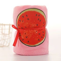 Flannel frugt rulle tæppe jordbær vandmelon appelsin kiwi ananas småbørn børnehave sygepleje brusebad tæppe tilbehør: Vandmelon