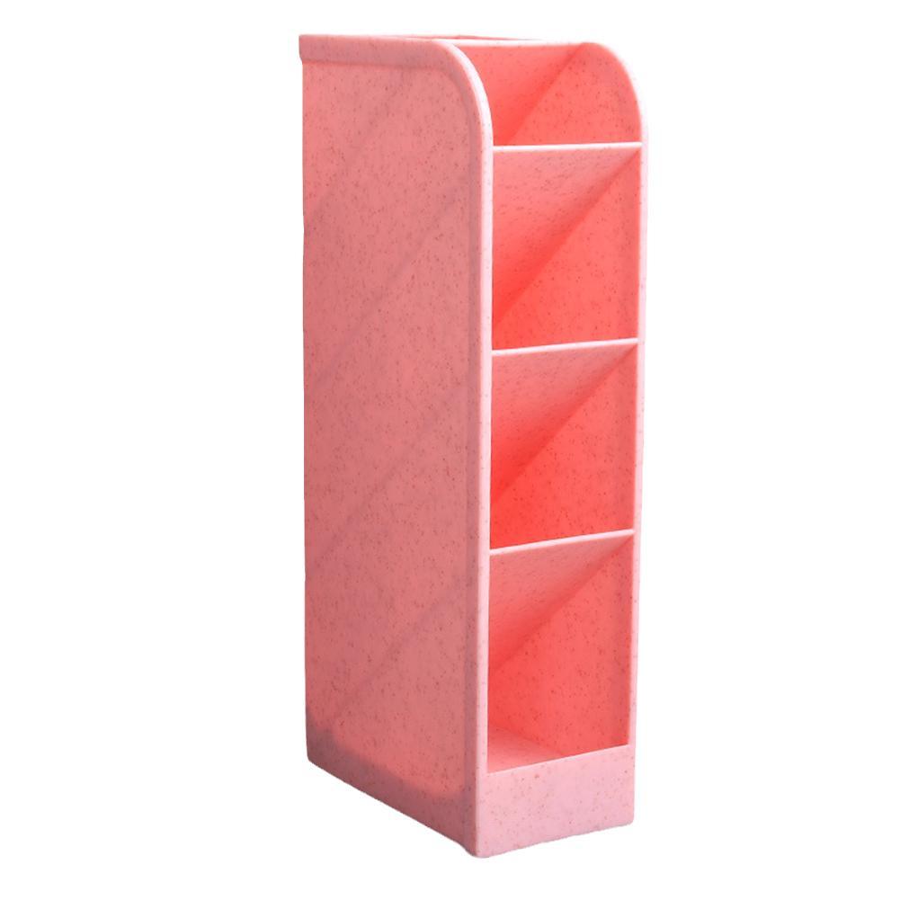 Desktop Organizer Pen Holder Kawaii 4 Gird Desk Makeups Pencil Storage Stand Box School Office Stationery Supplies: C
