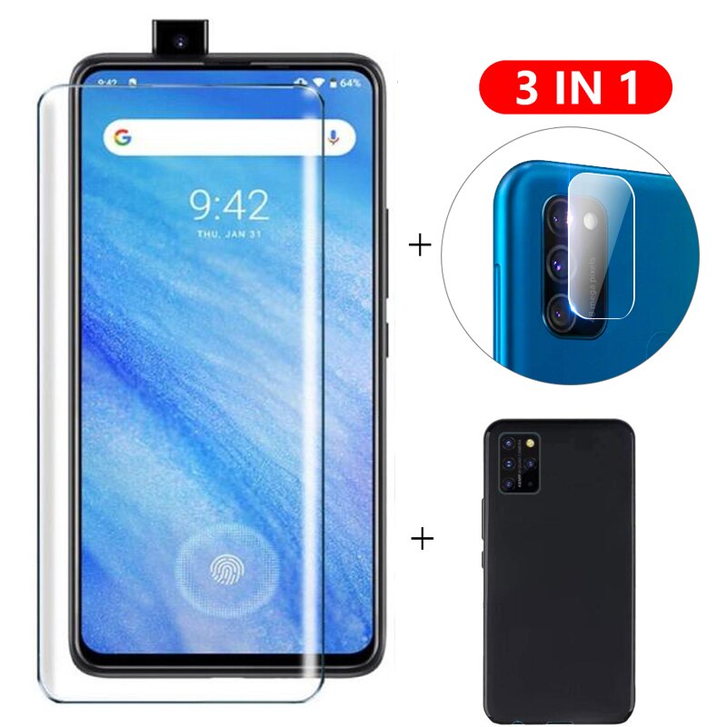 3-w-1 etui + kamera szkło hartowane dla UMIDIGI S5 zawodowiec ScreenProtector szkło dla UMIDIGI S5 zawodowiec 3D szkło