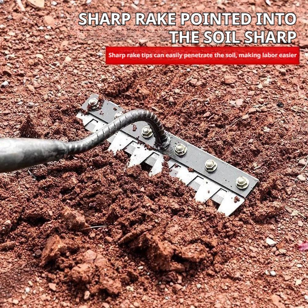 5/6/7/8 dientes hierro azada de jardinería rastrillo de deshierbe herramienta de granja agarrar rastrillo aflojar el suelo herramienta de rastrillo de uñas artefacto herramienta de granja de grada