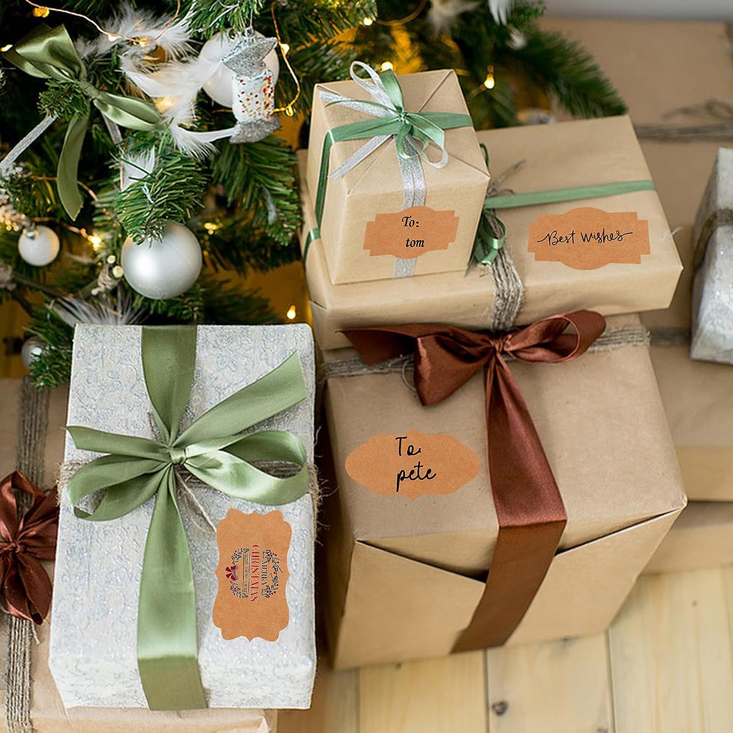 300 Pz/rotolo Adesivi di Carta kraft Etichette Barattolo di Spezie Etichette Regalo di Cancelleria Fatte A Mano di Carta Decorazione di Natale Busta FAI DA TE Adesivo di Tenuta