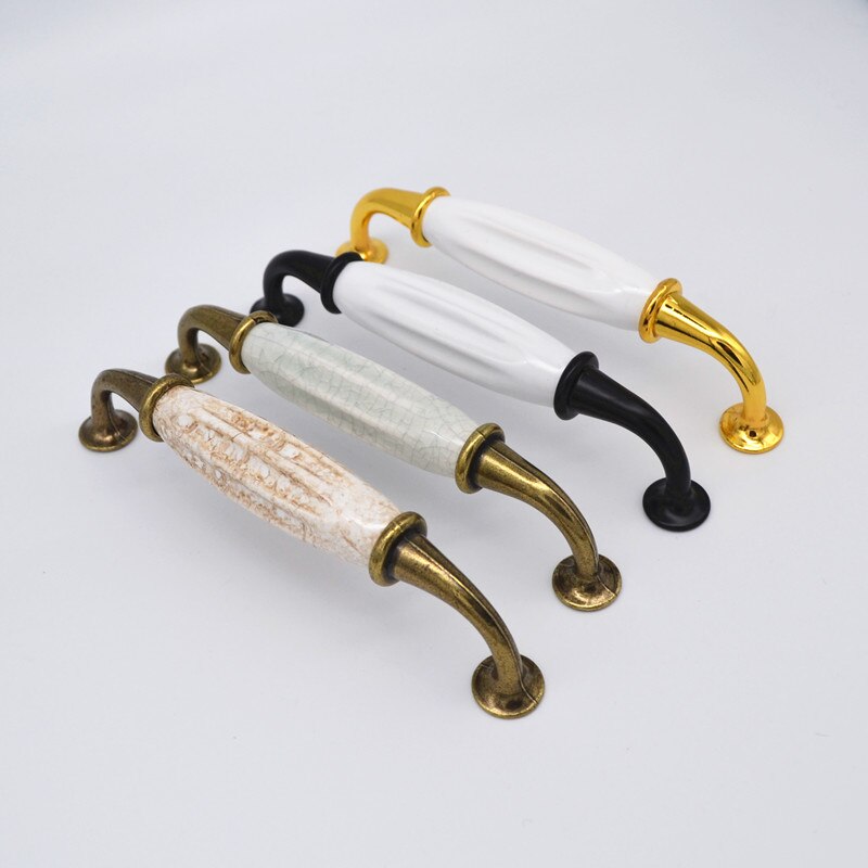 White Ceramic Furniture Handles Drawer Pulls Closet Handle Kitchen Cabinet Handles Gold