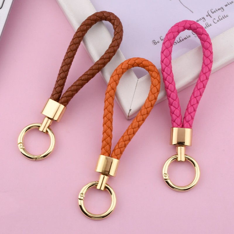15 kleuren mode geweven touw sleutelhanger hand ronde gesp sleutelhanger autosleutelhangers voor auto mode sleutel accessoire sleutelhangers