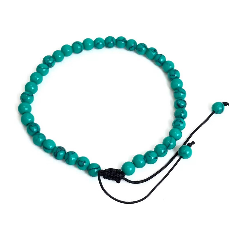 4mm Stone Beads Adjustable Bracelet For Men Shell turquoise malachite Chalcedony Onyx Woven Bracelets Women Yoga Jewelry