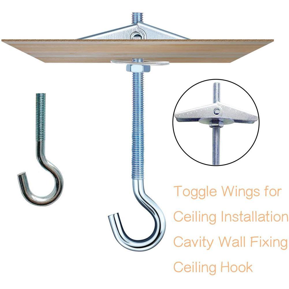 Carbon Steel Plasterboard Ceiling Wall Spring Toggle Bolts Hook Hanger Threaded Spring Hooks With Toggle 5/10pcs m4x90 Bolt P9S9