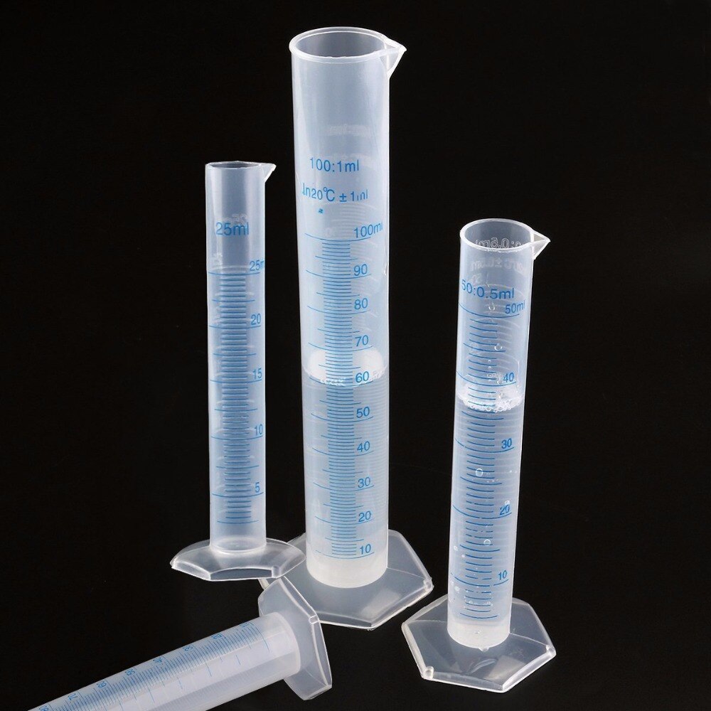 4pcs Mixed size 10ml,25ml,50ml,100ml,Plastic Measuring Cylinder Graduated Cylinders