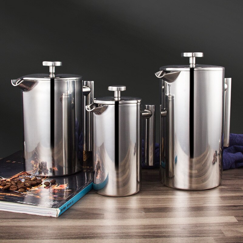 Dobbeltlag 304 rustfrit stål franske presser perkolator kaffekande kande kaffebrygger karaffel rosaguld farve til 1 person