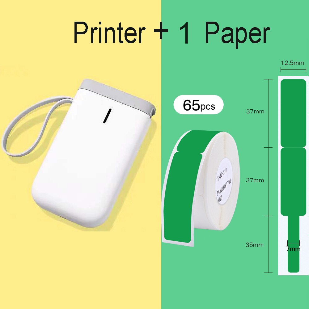 Thermische Printer Mini Handheld Sticker Kabel Label Printer Bluetooth Aansluiting Voor Mobiele Telefoon Android En Ios D11 Printers: Printer 1Roll Green