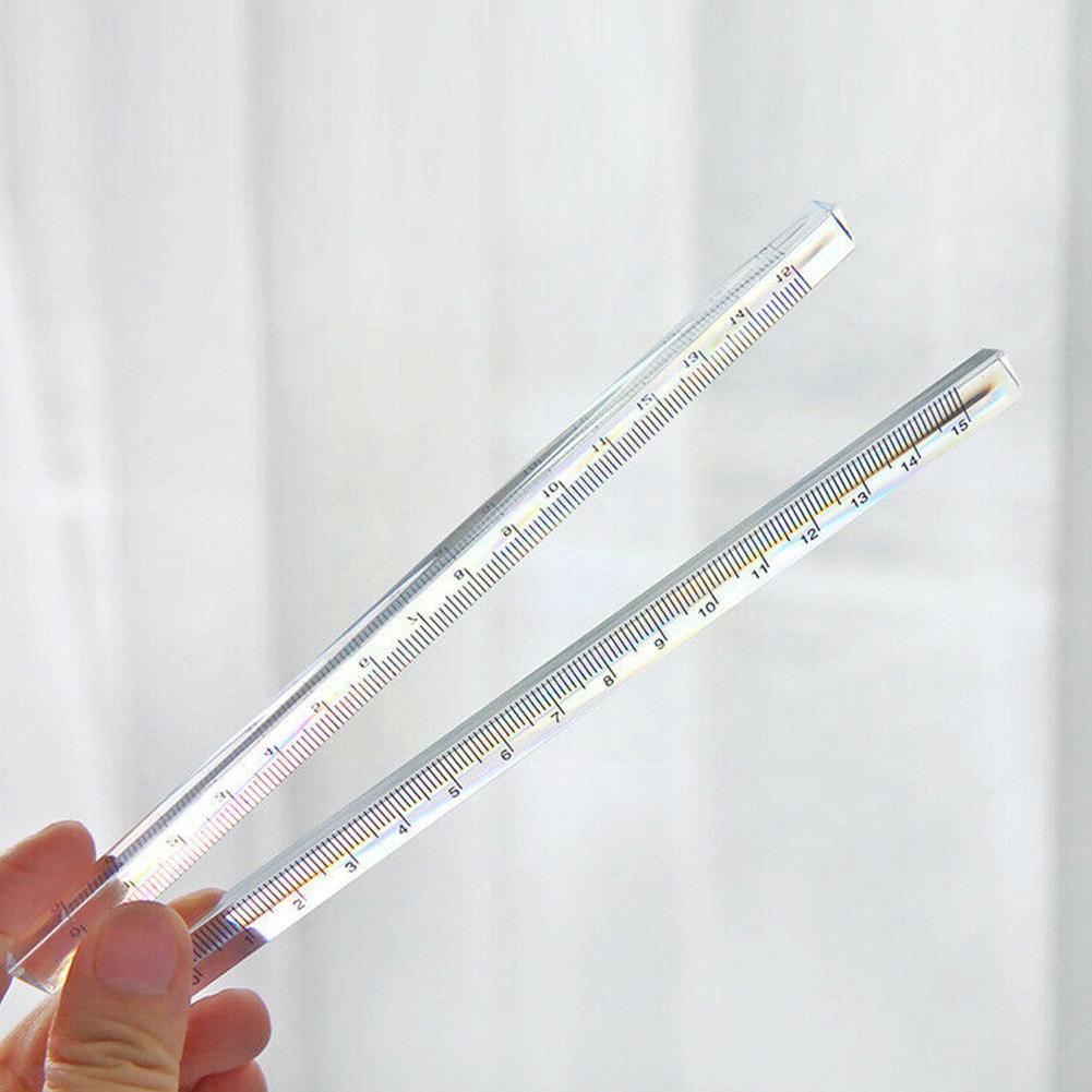 15cm Transparent Straight Ruler Students Stationery Sides Teaching Simple Triangular Measuring Scale Tools Both Rulers on K R4N1