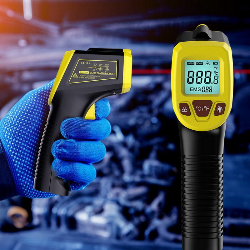 Termómetro infrarrojo IR con pantalla LCD, pirómetro Digital sin contacto, medidor de temperatura, punto-50 ~ 600 grados, termómetro