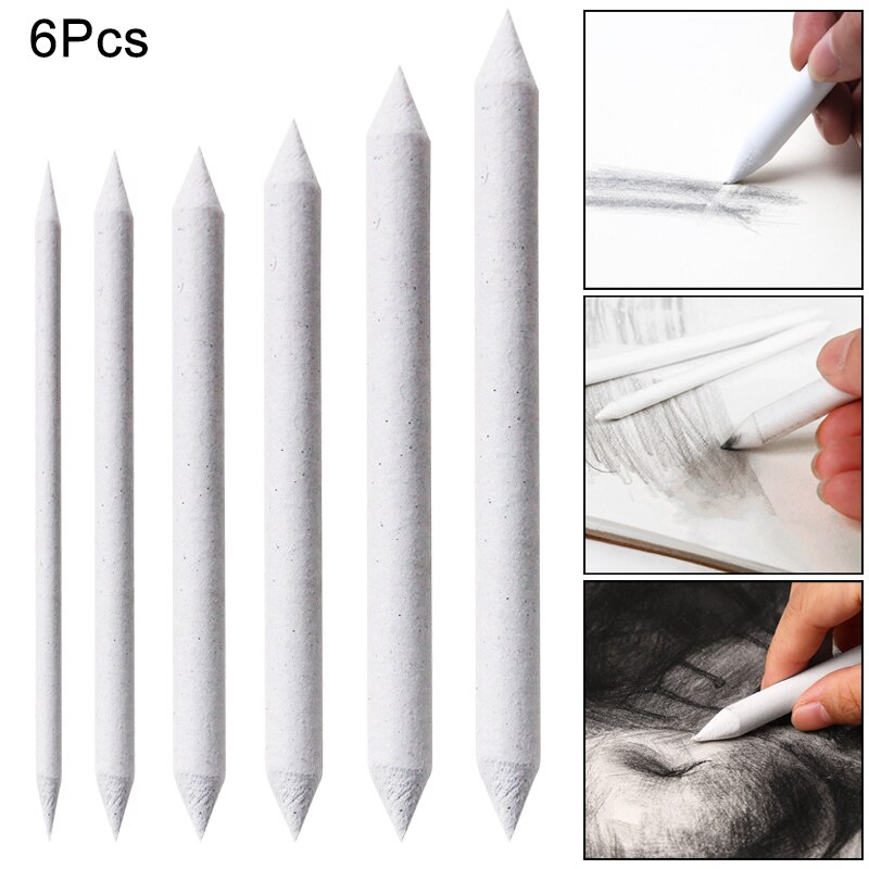 6Pcs Tortillon Duurzaam Art Tekening Tool Stump Schets Pastel Mengen Smudge Tortillon FBS889: Default Title