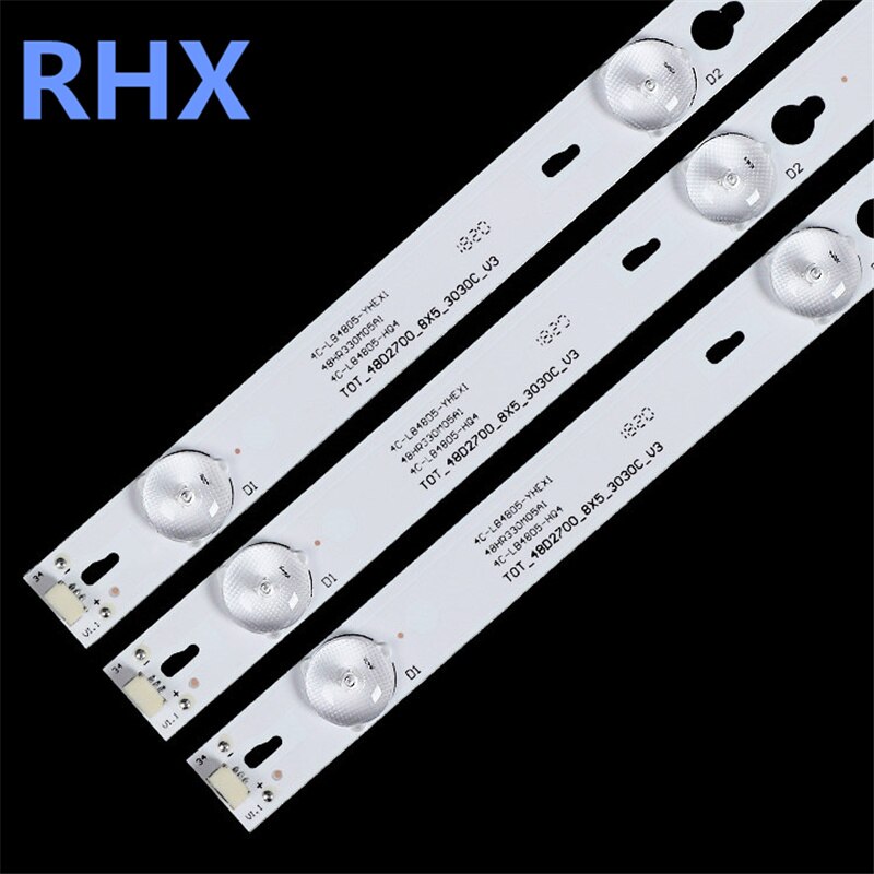 Led Backlight Strip Voor 4C-LB4805-HQ4 TOT-48D2700-8X5-3030C-V3 4C-LB4805-YHEX1 4C-LB4805-YHEX2 48HR330M05A1 V2 6V 48.5Cm
