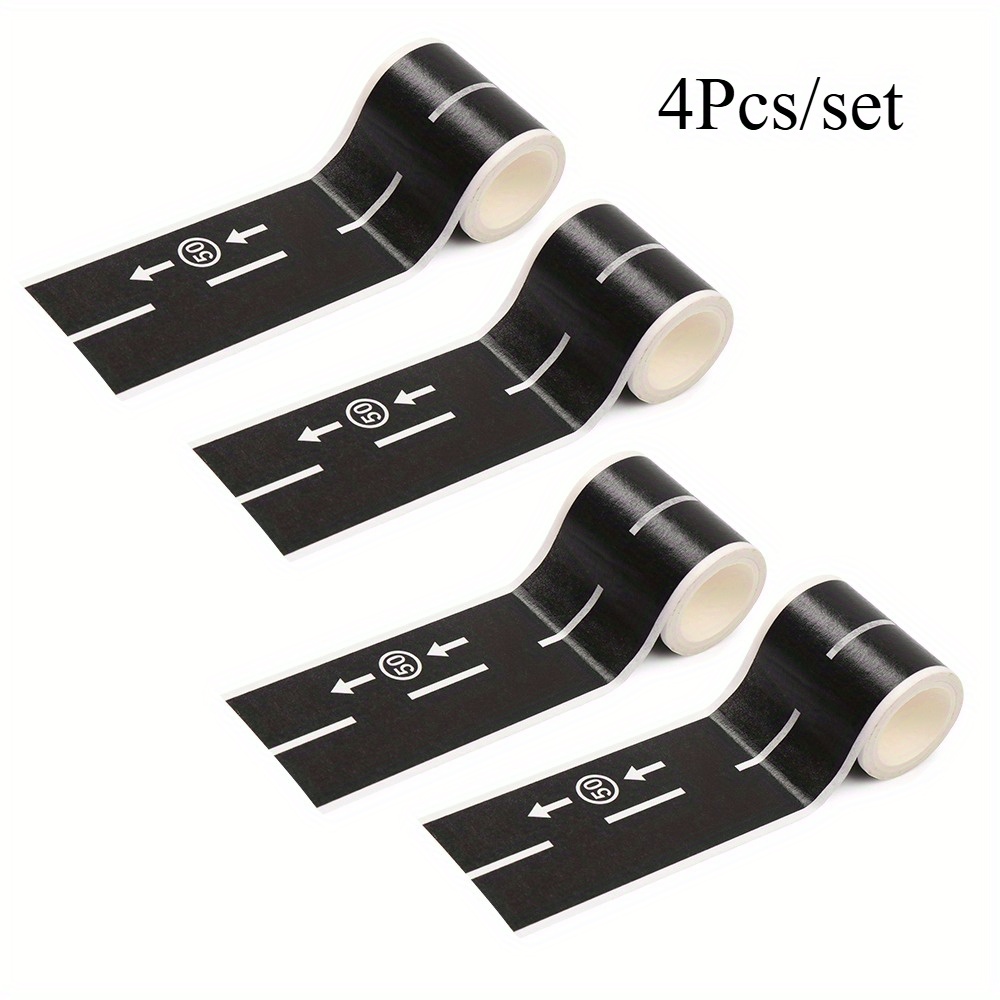 2/4/5Pcs DIY Railway Road Tape Traffic Sticker Adhesive Intelligence Route Mark Safety Education Study Road Signs Tool: Yellow