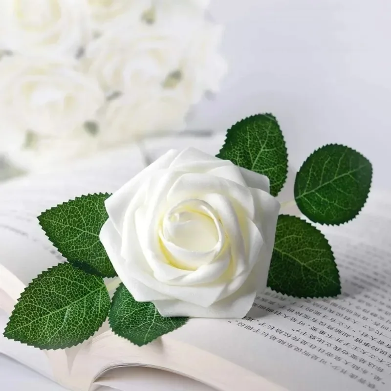 50/5 Uds. De rosas artificiales de espuma Multicolor, rosas falsas para bricolaje, ramos de de boda, arreglos de centros de mesa, decoraciones para el hogar
