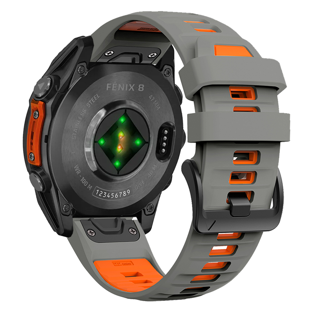 Bracelet de montre Fenix8 1:1 pour Garmin Fenix 8 47mm 51mm E 7 7X 6 6X 5 5X/Epix Pro/Enduro 3 QuickFit 22mm 26mm, Bracelet en Silicone: Noir Vert / 14mm