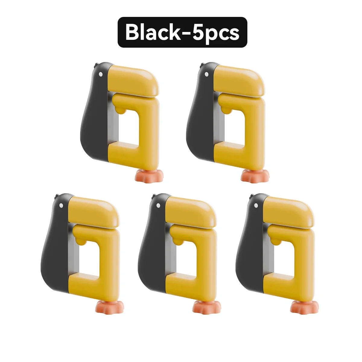 1/5pc háčiky thinking duck na stôl, prenosné, dierovacie, bez dierovača, háčik na batoh, multifunkčný bočný držiak, háčik na kabelku, domáci, študentský a kancelársky: Svetlo žltá