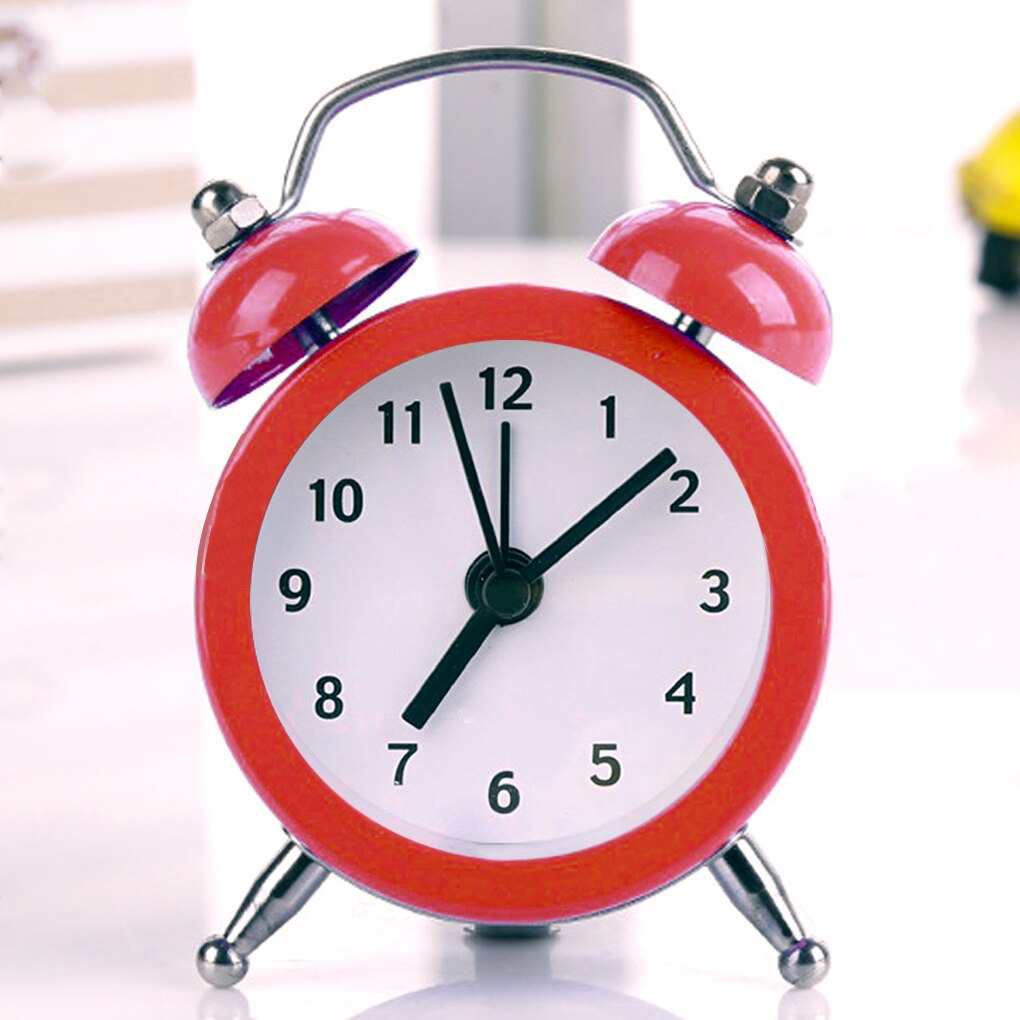 Mini Alarm Clock Electronic Round Number Double Bell Desk Table Digital Clock Round Alarm Retro Bedside Clocks