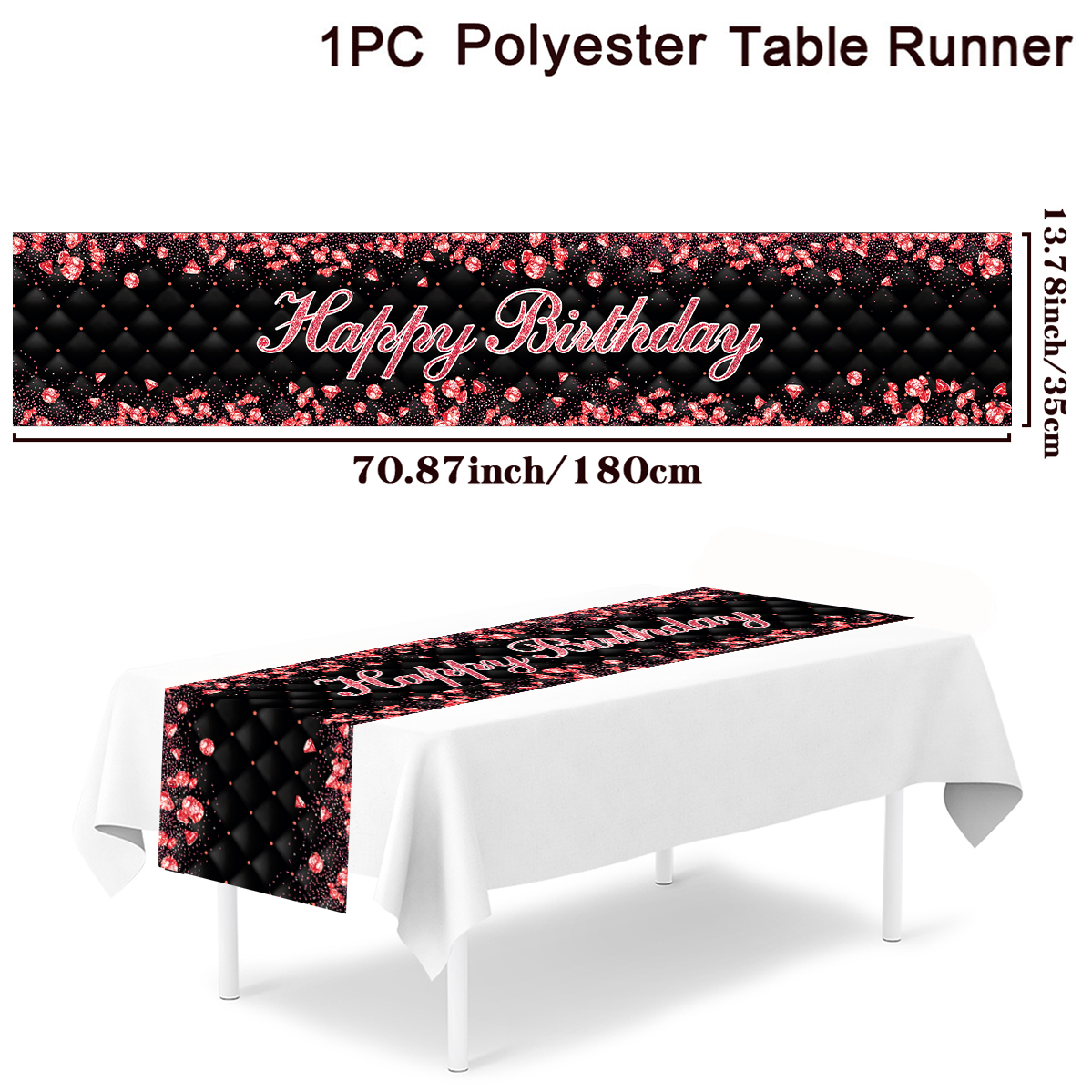 Chemin de Table d'anniversaire en or noir, couverture de Table d'anniversaire, nappe, décoration de fête pour la maison, anniversaire adulte, 18 30 40 50