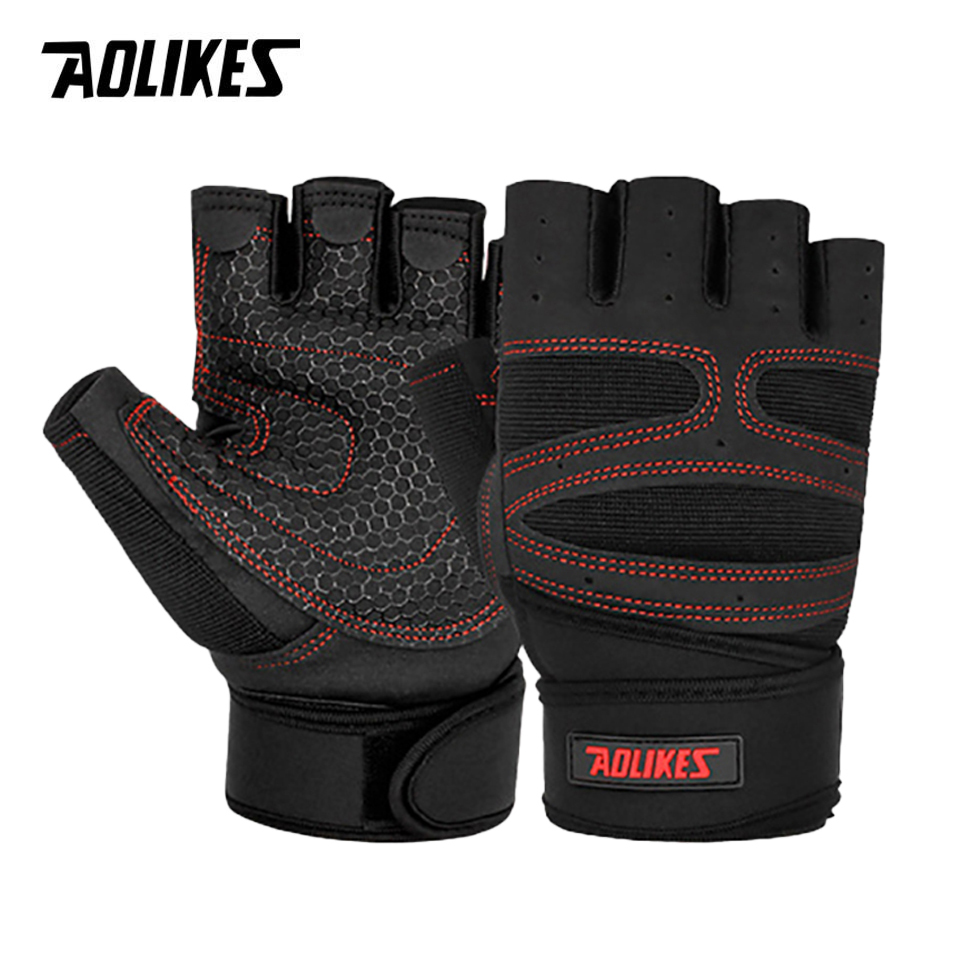 Aolikes Half Vinger Gym Handschoenen Zwaargewicht Sport Oefening Gewichtheffen Handschoenen Body Building Training Sport Fitness Handschoenen
