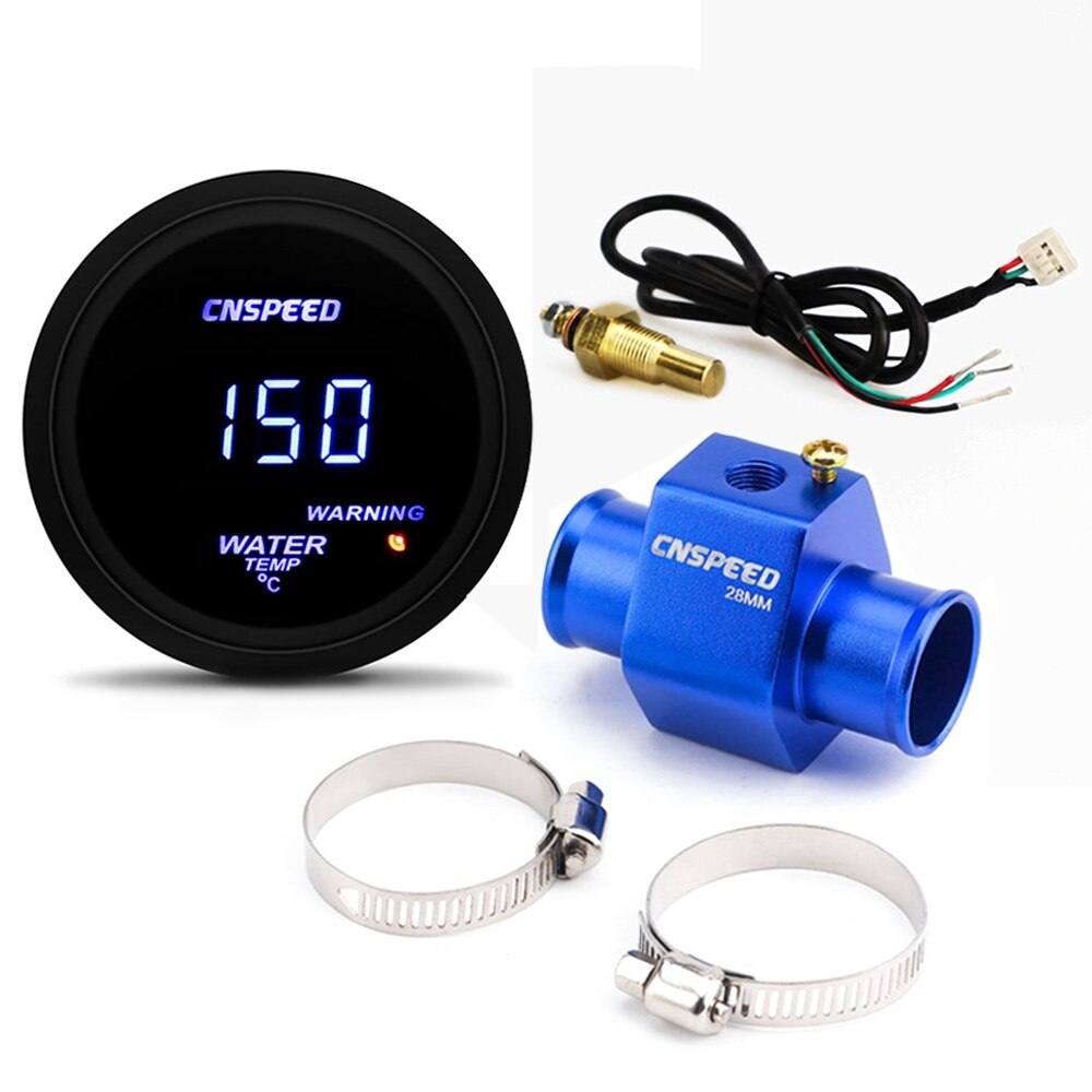 Auto Auto Digitale 2 "52mm Water Temp Gauge Met Sensor Rook Lens water Temperatuur Meter met sensor adapter