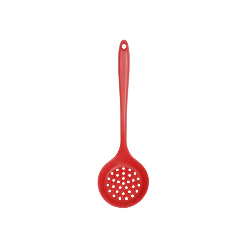 Silicone Kitchen Utensils Colander Spatula Non-stick Soup Spoon Cooking Tools Spatula Kitchenware Cooking Shovel Tableware: red-colander