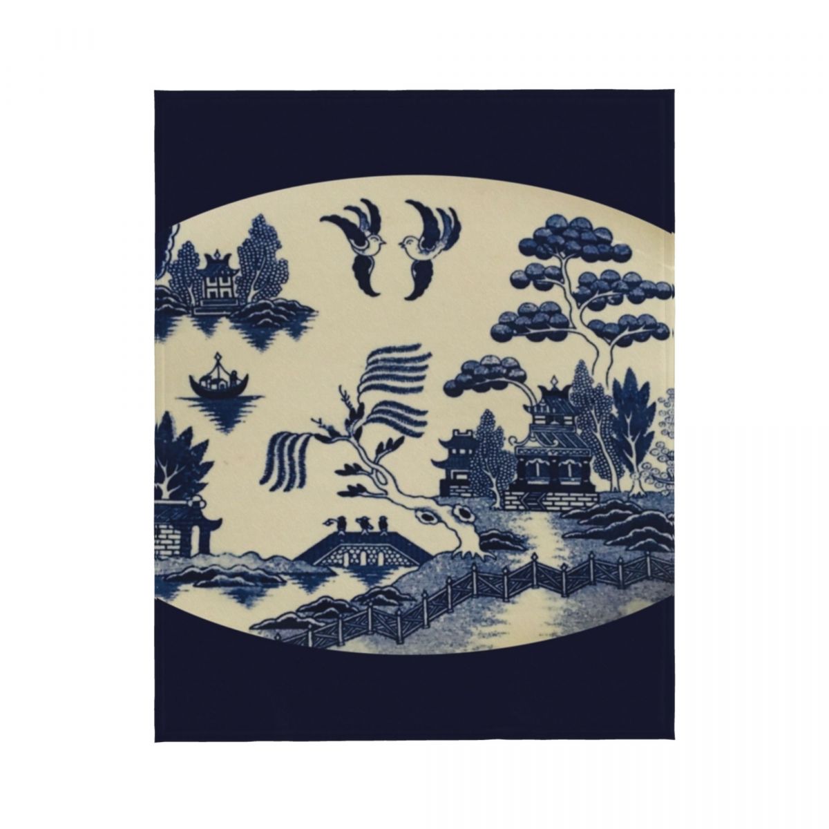 Blue Willow Pattern Throw Blanket Fleece Throw Blanket TV Blankets Sofa blanket Plush Flannel Warm bedding On Home travel: 200x150cm