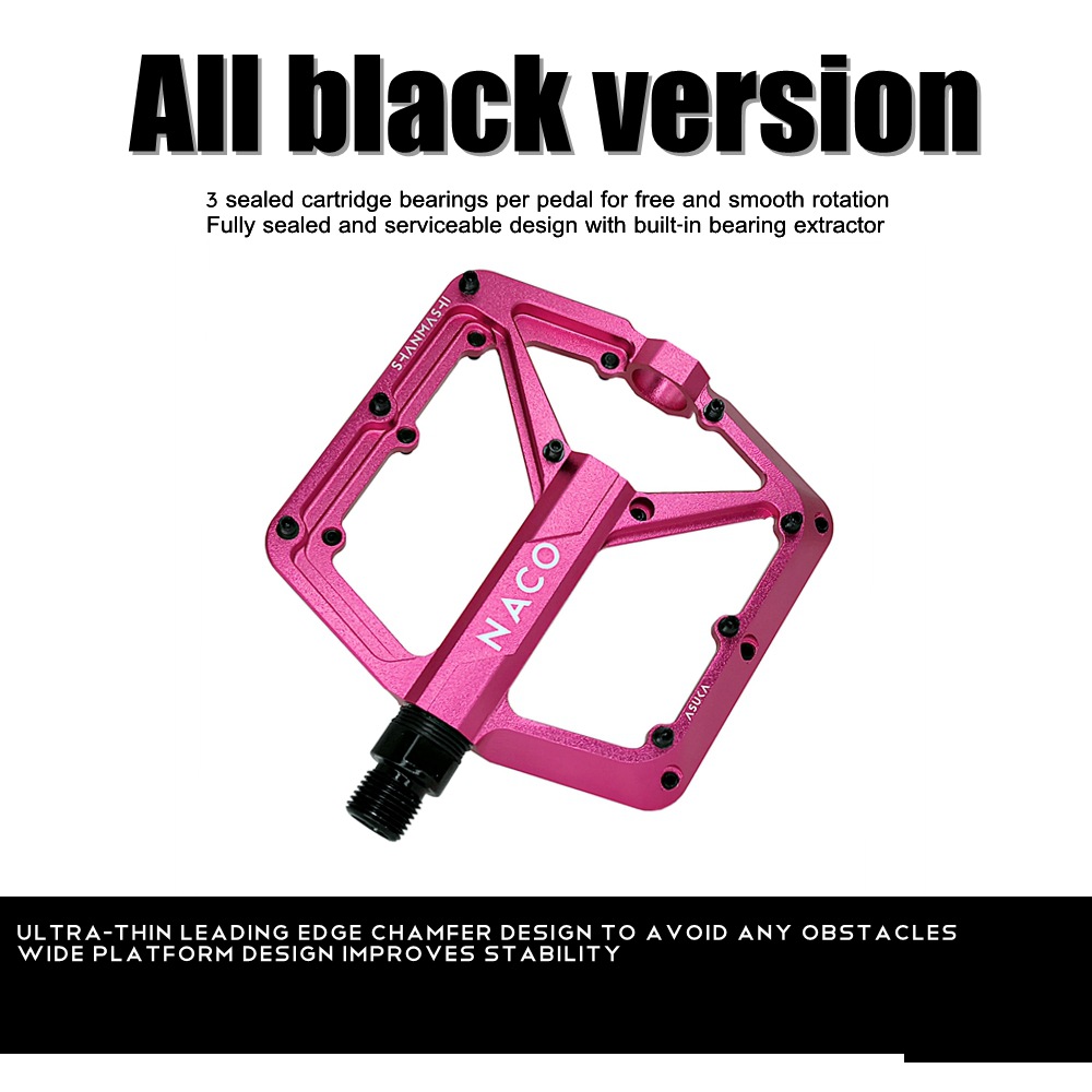 SHANMASHI aluminum alloy mountain bike pedal CNC craft bicycle wide flat pedal 3 bearings: Yellow