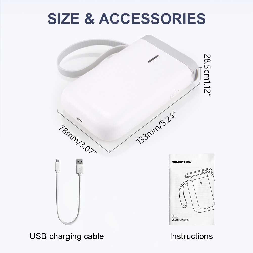 D11 Label Printer Mini Portable Pocket No Ink Wireless Label Maker Machine for Mobile Phone Home Office Use Print With Name
