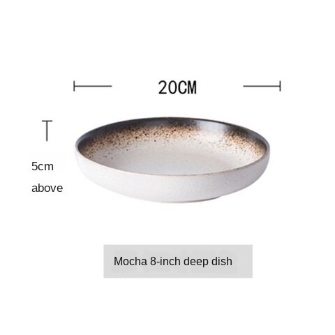 Japanese Style Ceramic Deep Dishes Household 8/10 Inch Salad Dish Dinner Plate Kitchen tableware Soup Bowl Serving Plates ZH655: color3